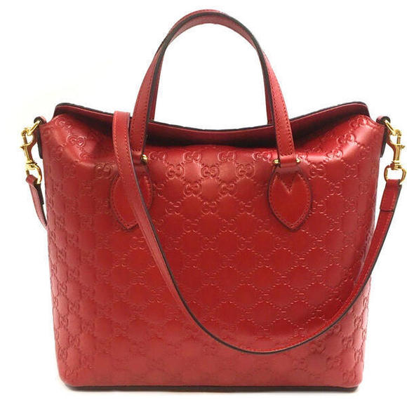 Gucci Guccissima 2Way Leather Shoulder Bag Red - Picture 1 of 11